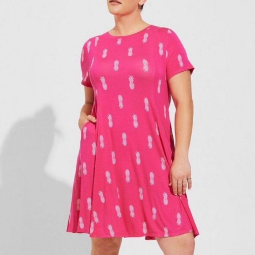 Torrid Pineapple Supersoft Fit & Flare Dress